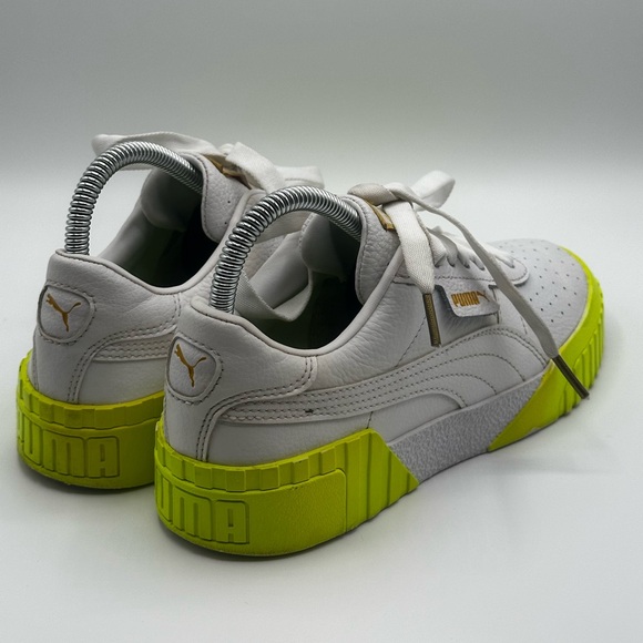 Puma Carina Leather Neon Yellow Sole - Picture 3 of 6